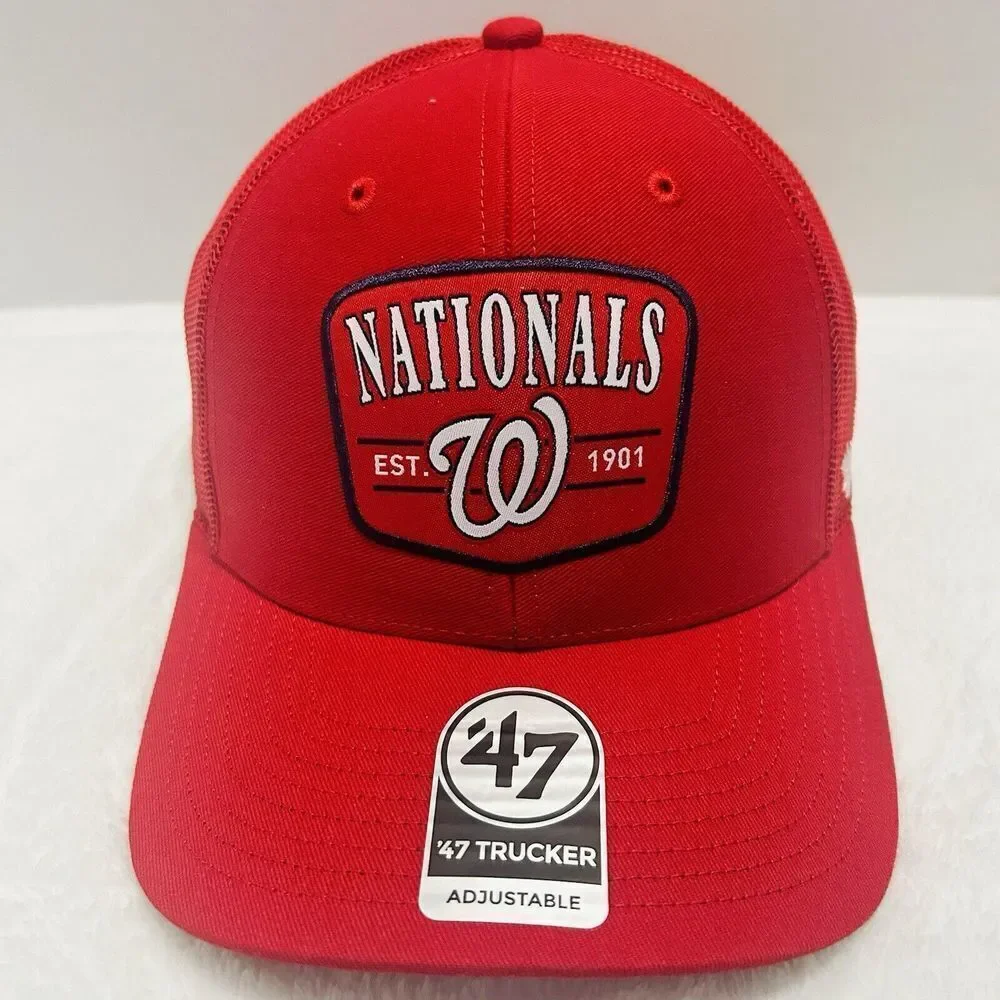 '47 Brand Washington Nationals‎ Squad Trucker Adjustable Snapback Hat Cap Red